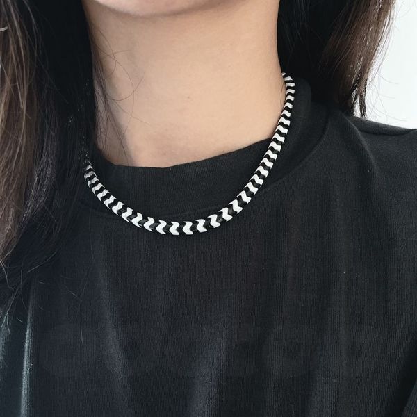ins style niche simple black and white enamel ripple bead necklace fashion sweet all-match jewelry accessories, Silver
ins style niche simple black and white enamel ripple bead necklace fashion sweet all-match jewelry accessories, Silver