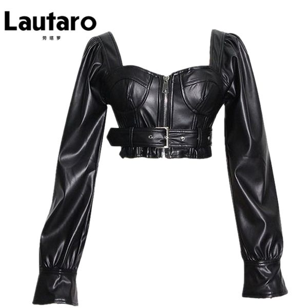 lautaro y2k black faux leather crop women square neck long sleeve zipper cropped jacket plus size backless fashion 210923
lautaro y2k black faux leather crop women square neck long sleeve zipper cropped jacket plus size backless fashion 210923