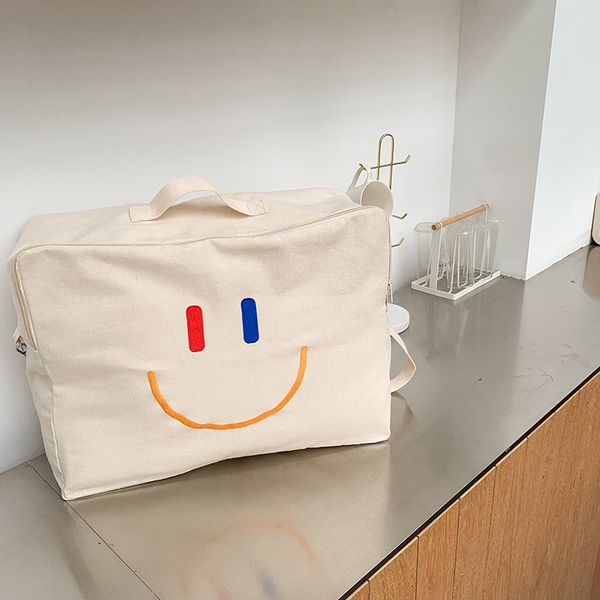 canvas cartoon smiling face messenger bag large capacity travel storage bag beige zipper carrying handbag pouch bags for women
canvas cartoon smiling face messenger bag large capacity travel storage bag beige zipper carrying handbag pouch bags for women