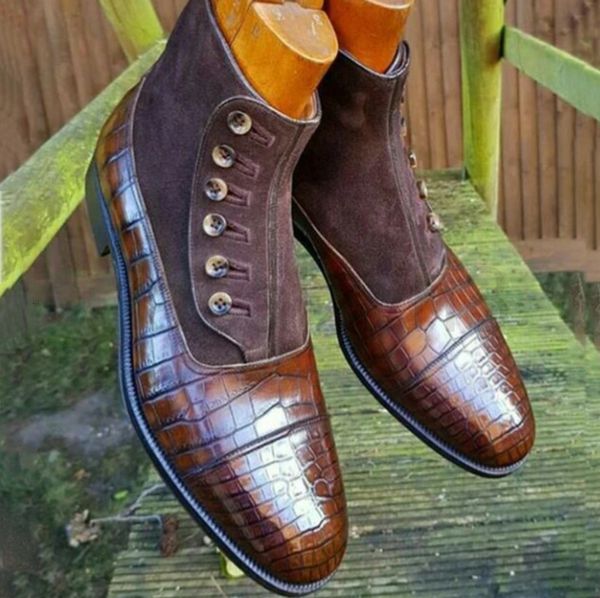 boots designer brown pu leather embossed pattern stitched button cuff high business dress boots classic british style large size, Black
boots designer brown pu leather embossed pattern stitched button cuff high business dress boots classic british style large size, Black