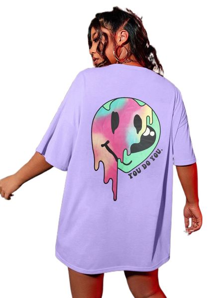 plus expression & slogan graphic drop shoulder tee f4ea#, Black
