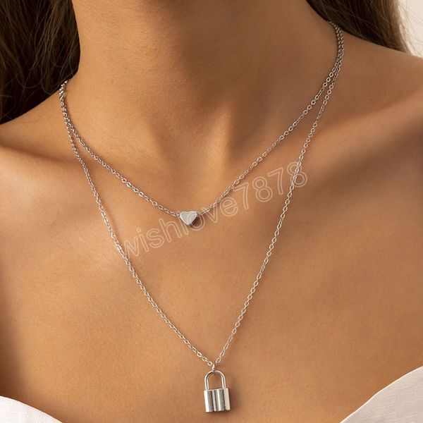 boho heart-shaped padlock long pendant chain necklace lady vintage gold metal fashion glamour couple necklaces girl jewelry gift, Silver
boho heart-shaped padlock long pendant chain necklace lady vintage gold metal fashion glamour couple necklaces girl jewelry gift, Silver