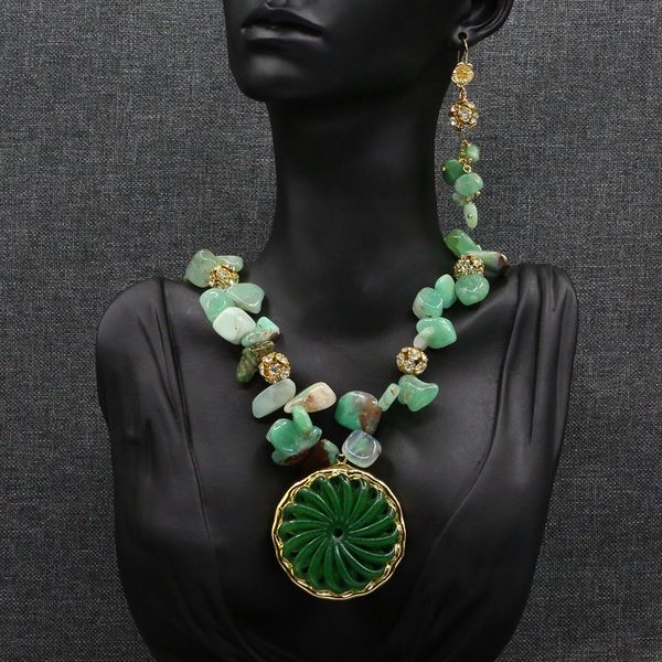 natural green chrysoprase crystal bead necklace green jade pendant earrings sets for lady simple gifts, Silver
natural green chrysoprase crystal bead necklace green jade pendant earrings sets for lady simple gifts, Silver