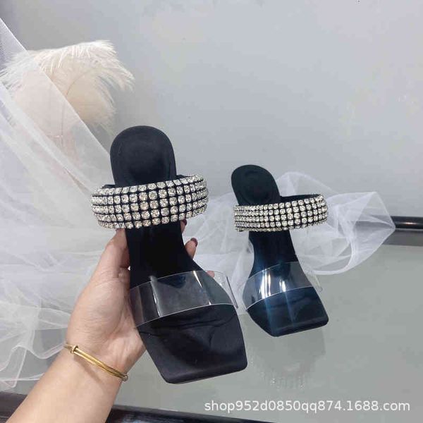 sandals king's same high-heeled sandal crystal open toe thin square head word large women's shoes, Black
sandals king's same high-heeled sandal crystal open toe thin square head word large women's shoes, Black