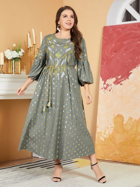 plus plant embroidery gold dot print lantern sleeve tassel belted dress o4uh#, Black
plus plant embroidery gold dot print lantern sleeve tassel belted dress o4uh#, Black