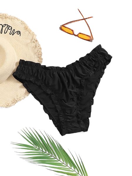 plus frill trim high waist bikini panty v46v#, Black
plus frill trim high waist bikini panty v46v#, Black