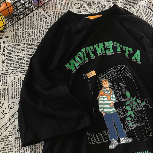 2022 summer men's t-shirts fashion fun cartoon short-sleeved loose casual couple clothes street style simple printing pullover popular, White;black
2022 summer men's t-shirts fashion fun cartoon short-sleeved loose casual couple clothes street style simple printing pullover popular, White;black