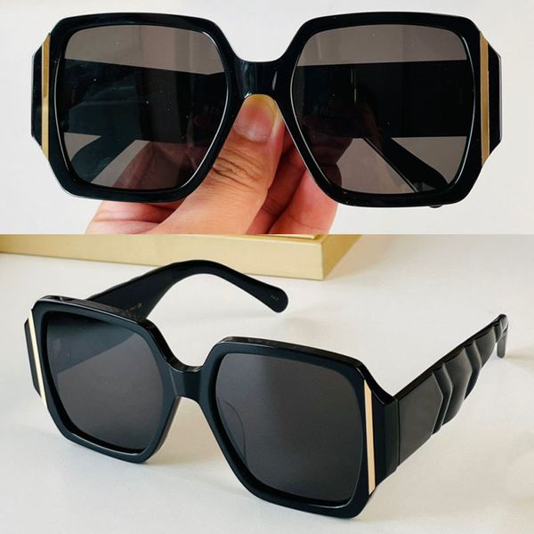 

Double letter Hollow Sunglasses Black acetate square Big frame For Men Women Luxury Summer 0916 Style Anti-Ultraviolet Retro gold metal LOGO Cycling bar Eyeglasses