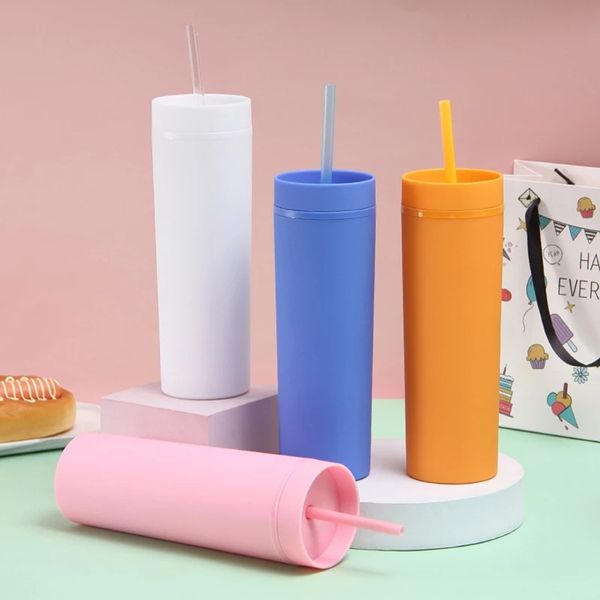 double wall mugs matte finish reusable 16oz plastic water bottles summer portable tumbler mulit colors with straw fy4409
double wall mugs matte finish reusable 16oz plastic water bottles summer portable tumbler mulit colors with straw fy4409