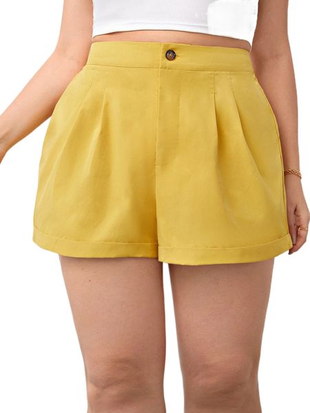 plus high waist plicated detail shorts y0yz#, Black
plus high waist plicated detail shorts y0yz#, Black