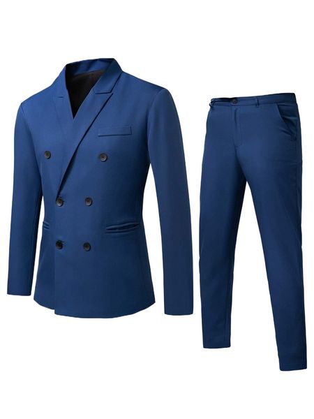 men lapel collar double breasted blazer with tailored pants e7pm#, White;black
men lapel collar double breasted blazer with tailored pants e7pm#, White;black