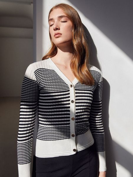 motf premium wool-mix slim cardigan 50fm#, White;black