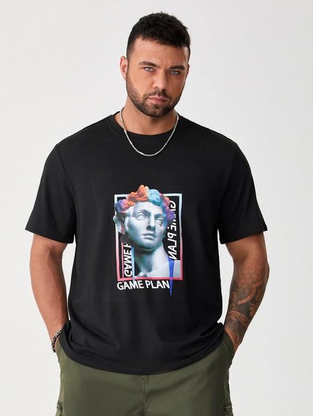 extended sizes men letter & figure graphic tee b3yt#, White;black