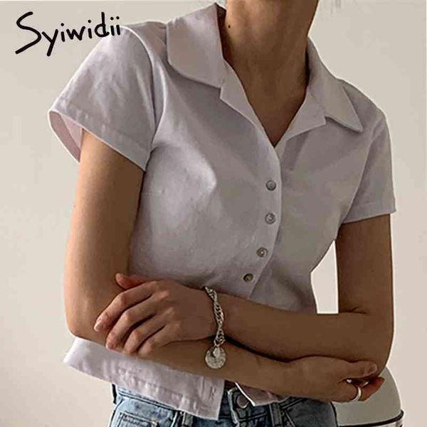 button up blouses women short sleeve casual white clothes summer office lady korean fashion shirts 210415
button up blouses women short sleeve casual white clothes summer office lady korean fashion shirts 210415