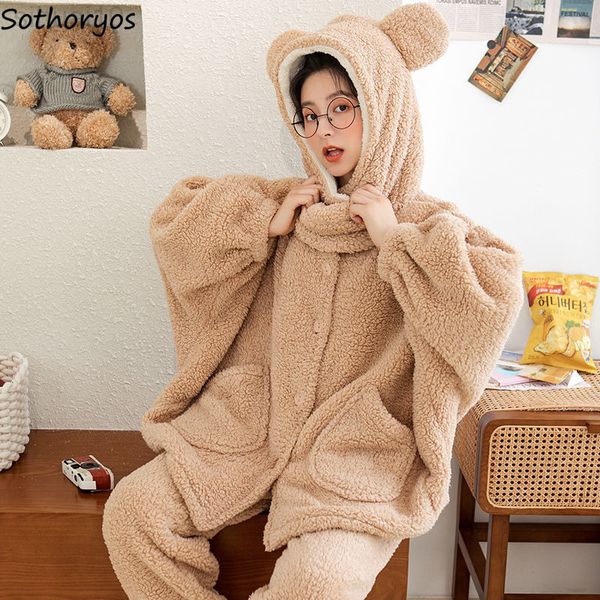 winter coral fleece pyjama sets women hooded cartoon fluffy simple windproof nighty kawaii loose soft nightwear bags thermal l220803, Black;red
winter coral fleece pyjama sets women hooded cartoon fluffy simple windproof nighty kawaii loose soft nightwear bags thermal l220803, Black;red