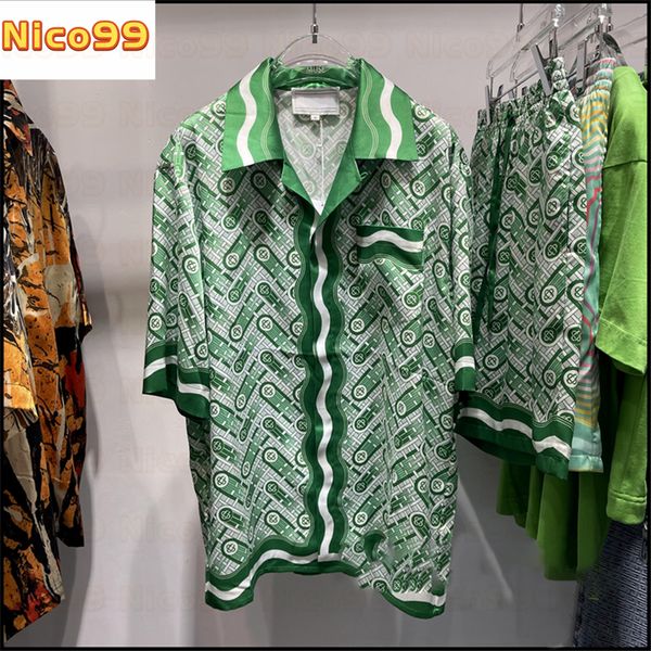 tide brand silk lapel short-sleeved shirt green fashion print vacation shirt men women summer style, White;black
tide brand silk lapel short-sleeved shirt green fashion print vacation shirt men women summer style, White;black