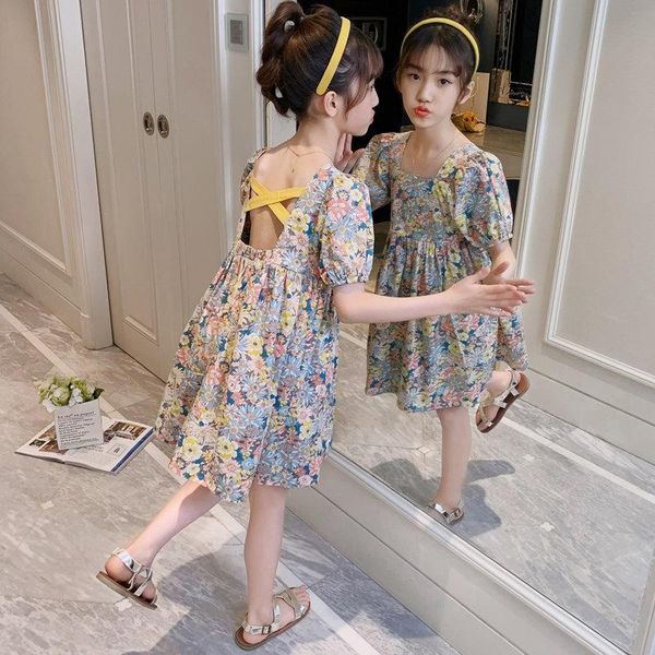 girl's dresses children's clothing girls short sleeved dress summer backless 2022 big floral print princess with square collar, Red;yellow
girl's dresses children's clothing girls short sleeved dress summer backless 2022 big floral print princess with square collar, Red;yellow