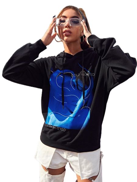 x apk letter graphic drop shoulder drawstring hoodie s0gr#, Black
x apk letter graphic drop shoulder drawstring hoodie s0gr#, Black
