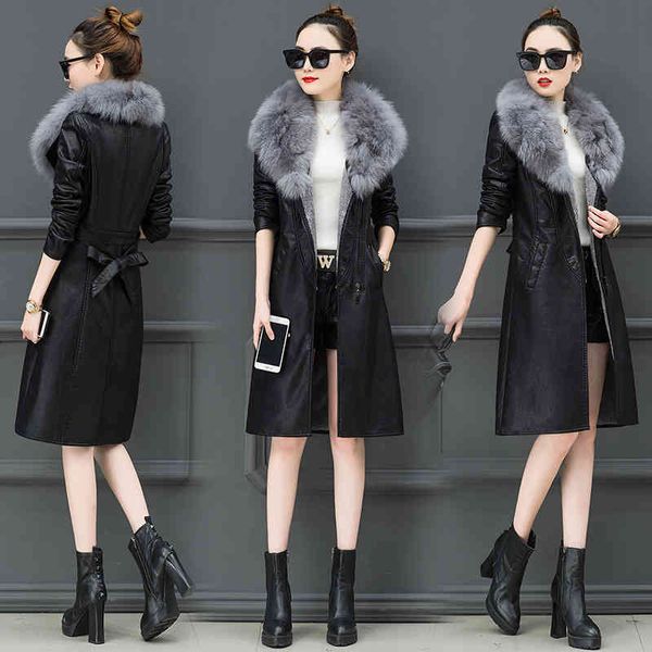 women's fur & faux leather jacket for winter in addition to thin velvet skin long women's outerwear m-4xl j4nr, Black
women's fur & faux leather jacket for winter in addition to thin velvet skin long women's outerwear m-4xl j4nr, Black