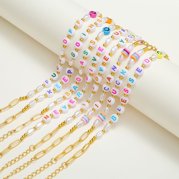 selling 26 color mixed color letter bead word bracelets couple personality versatile paper clip bracelet, Golden;silver
selling 26 color mixed color letter bead word bracelets couple personality versatile paper clip bracelet, Golden;silver