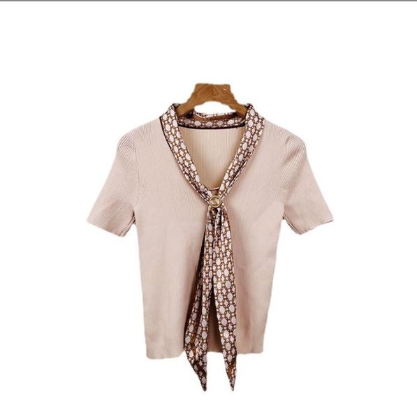 606 l 2022 runway summer brand same style sweater crew neck short sleeve apricot t shirt women's sweaters xue, White;black
606 l 2022 runway summer brand same style sweater crew neck short sleeve apricot t shirt women's sweaters xue, White;black