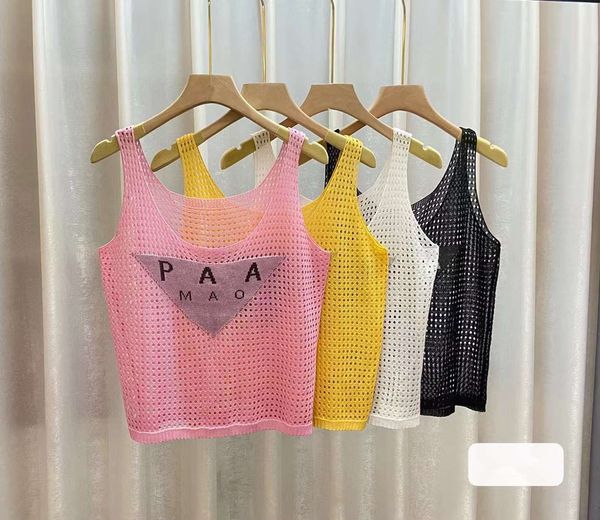 spring fashion women's tanks camis letter knitted suspender vest four color pullover low round neck hollow out 001, White
spring fashion women's tanks camis letter knitted suspender vest four color pullover low round neck hollow out 001, White