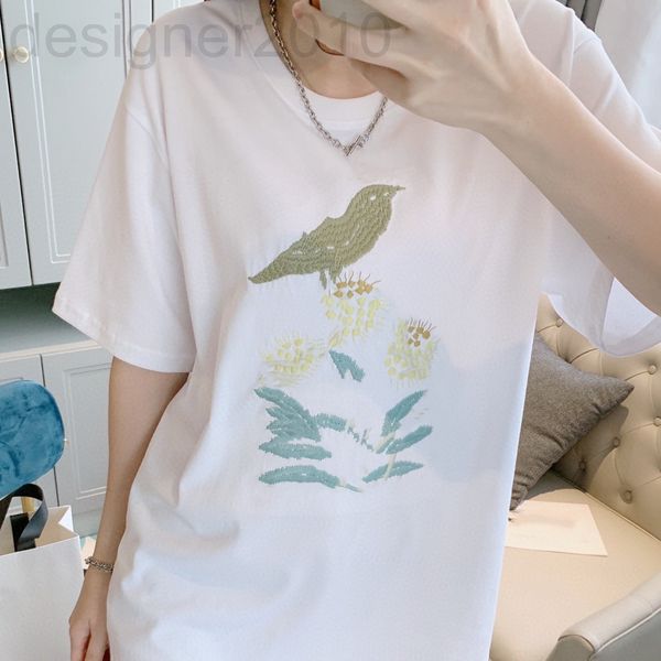 women's t-shirt designer 2022lo home bird flower embroidery letter printing short sleeve men's and women's universal couple t, White
women's t-shirt designer 2022lo home bird flower embroidery letter printing short sleeve men's and women's universal couple t, White