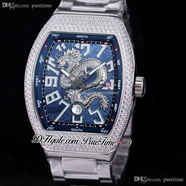 vanguard v45 3d silver dragon king automatic mens watch diamonds bezel blue dial big white number markers stainless steel bracelet watches 4, Slivery;brown
vanguard v45 3d silver dragon king automatic mens watch diamonds bezel blue dial big white number markers stainless steel bracelet watches 4, Slivery;brown