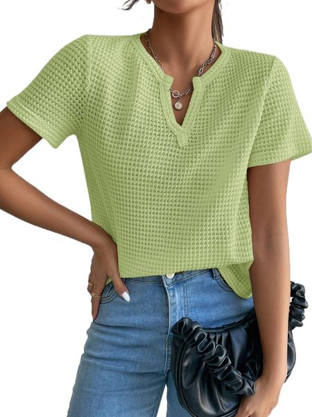 notched neckline solid tee r4yo#, White
notched neckline solid tee r4yo#, White