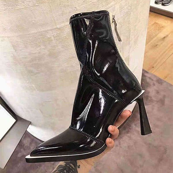 boots pointed patent leather high-heeled short boots for women in europe and the united states back zipper thin heel medium jane dt6c, Black
boots pointed patent leather high-heeled short boots for women in europe and the united states back zipper thin heel medium jane dt6c, Black