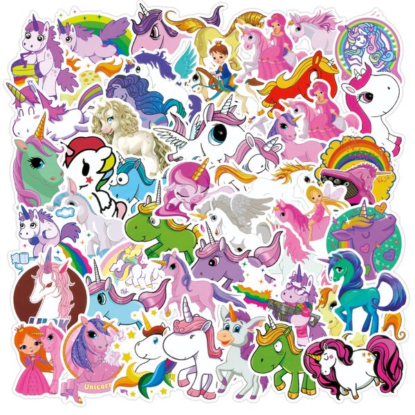 

50pcs cartoon cute unicorn car stickers for diy kids water bottle wall diy phone case lapnotebook toys skateboard decals