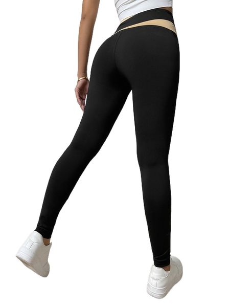 contrast panel wideband waist leggings h00e#, White;black
contrast panel wideband waist leggings h00e#, White;black