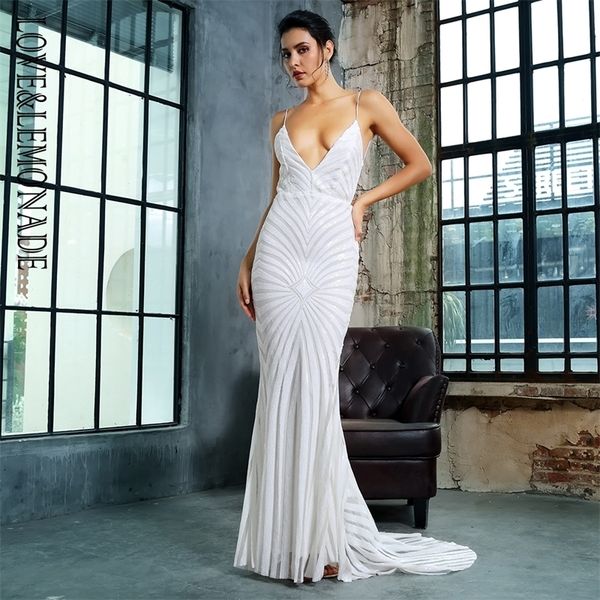 love&lemonade white deep v neck open back geometry sequins long dress lm81225 autumnwinter y200109, White;black
love&lemonade white deep v neck open back geometry sequins long dress lm81225 autumnwinter y200109, White;black