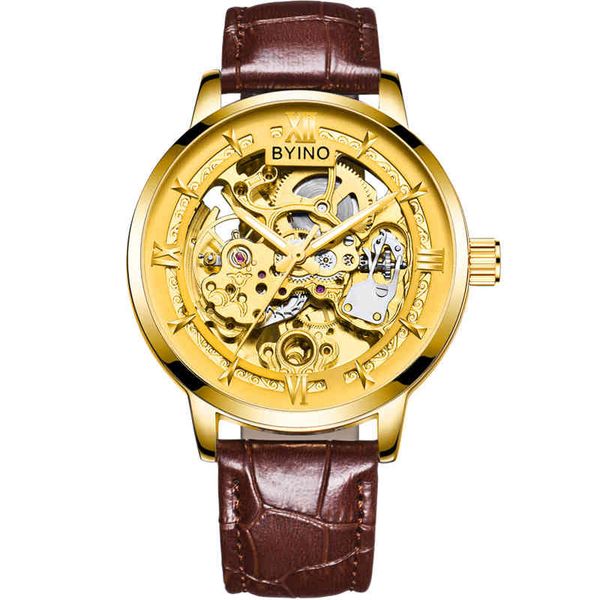 byino men's mechanical watch y automatic waterproof belt fashion hollow out student male, Slivery;brown
byino men's mechanical watch y automatic waterproof belt fashion hollow out student male, Slivery;brown