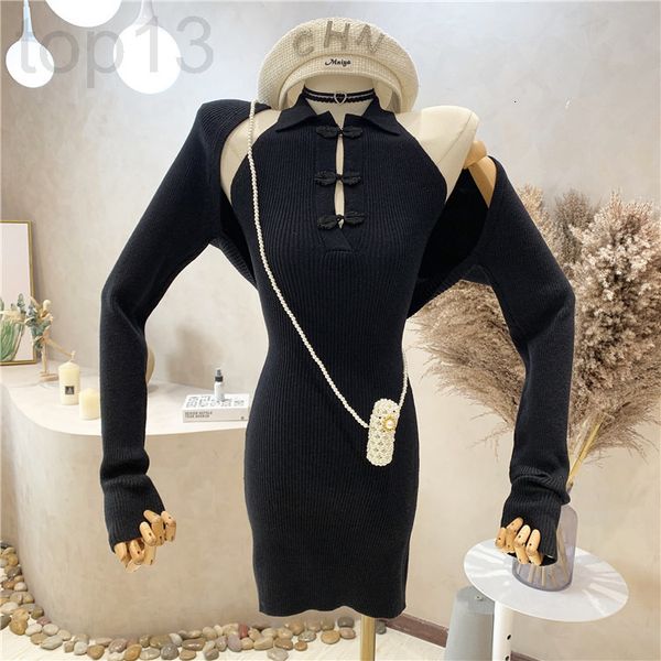 casual dresses designer 2021 autumn new chinese style disc buckle slim and necked knitted dress + short cardigan two-piece set for women a9t, Black;gray
casual dresses designer 2021 autumn new chinese style disc buckle slim and necked knitted dress + short cardigan two-piece set for women a9t, Black;gray