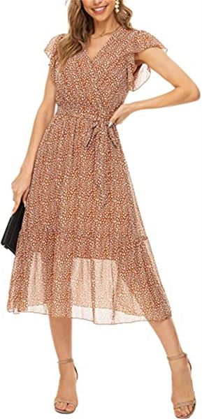 & tees women's summer floral print body wrap v neck cover sleeve beach pleated hem mid-length party dress, White
& tees women's summer floral print body wrap v neck cover sleeve beach pleated hem mid-length party dress, White