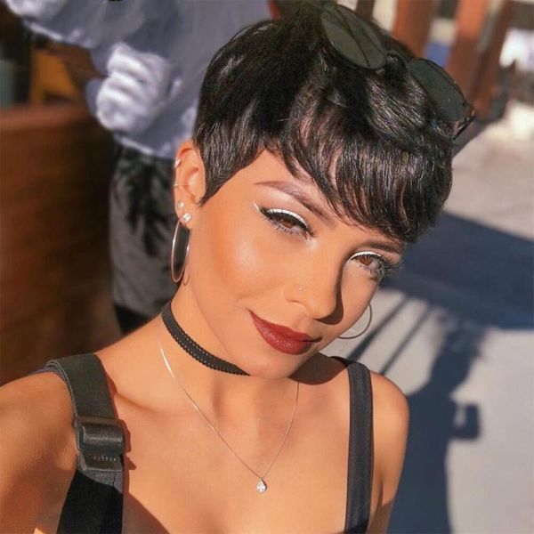 straight pixie cut wig human hair natural color brazilian remy hair full machine made wig with bang, Black;brown
straight pixie cut wig human hair natural color brazilian remy hair full machine made wig with bang, Black;brown