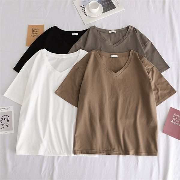 harajuku solid v-neck t-shirts summer all-match women t shirt korean casual loose short sleeve white female mujer camisetas 220509
harajuku solid v-neck t-shirts summer all-match women t shirt korean casual loose short sleeve white female mujer camisetas 220509