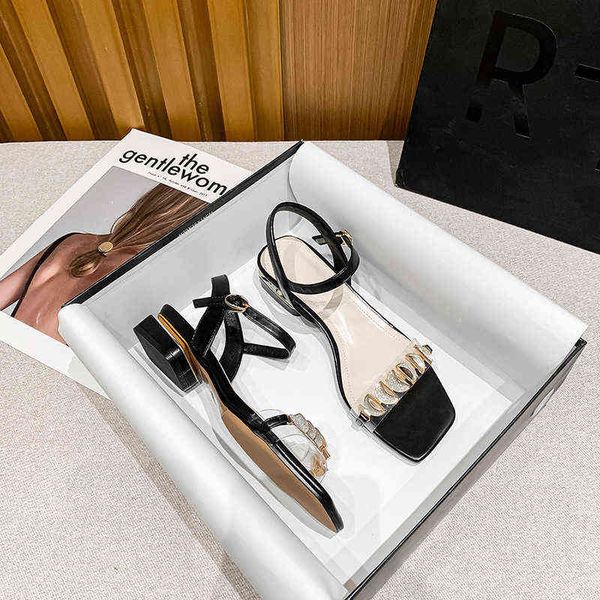 one line with thick heels sandals 2022 summer new fairy style versatile women's shoes, Black
one line with thick heels sandals 2022 summer new fairy style versatile women's shoes, Black
