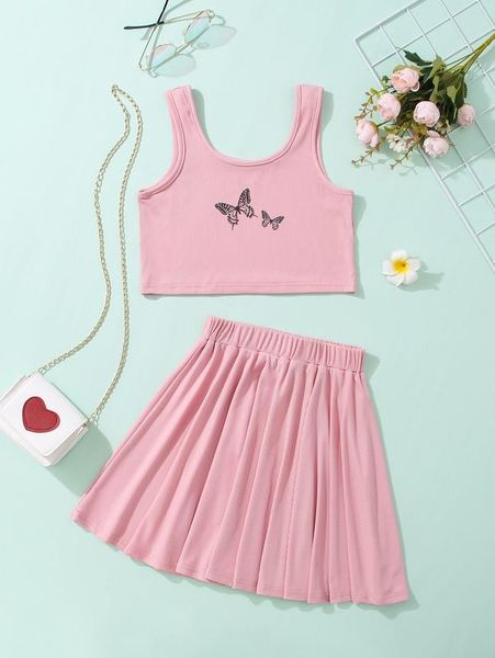 girls tank & flare skirt she, White