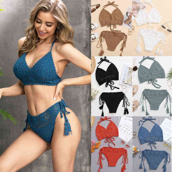 hand hook ins knitted strap hollow out beach bikini set spring resort swimsuit women, White;black
hand hook ins knitted strap hollow out beach bikini set spring resort swimsuit women, White;black