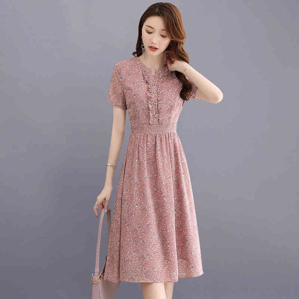 casual dresses chiffon floral dress women's summer 2022 slim temperament french large short sleeved long skirt eqq3, Black;gray
casual dresses chiffon floral dress women's summer 2022 slim temperament french large short sleeved long skirt eqq3, Black;gray