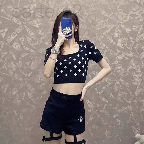 women's knits & tees designer straight 2022 spring and summer new style s home all over knitted one neck slim fitting blouse for women, White
women's knits & tees designer straight 2022 spring and summer new style s home all over knitted one neck slim fitting blouse for women, White