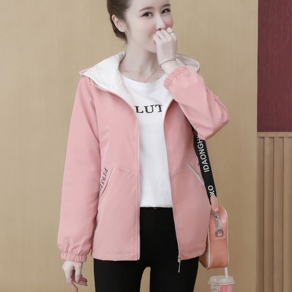 2022 korean autumn bomber jacket hooded coat women long sleeve hooded solid short baseball outwear female casual zipper jackets, Black;brown