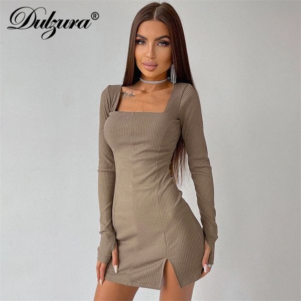 dulzura ribbed women solid long sleeve slit mini dress square collar bodycon streetwear party club autumn winter 220816, White;black
dulzura ribbed women solid long sleeve slit mini dress square collar bodycon streetwear party club autumn winter 220816, White;black