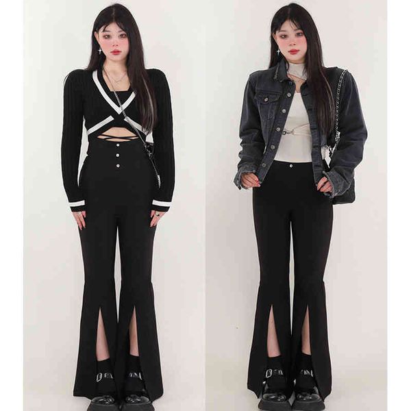 women's pants & capris versatile solid color micro flare casual pants spring 2022 fat mm high waist fishbone bandage show leg thin wome, Black;white
women's pants & capris versatile solid color micro flare casual pants spring 2022 fat mm high waist fishbone bandage show leg thin wome, Black;white