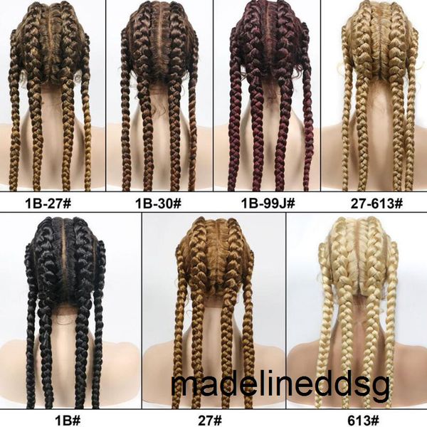 4 braid synthetic lace front wigs #1b #27 #613 ombre colored box braids frontal wig with baby hair african vde1, Black
4 braid synthetic lace front wigs #1b #27 #613 ombre colored box braids frontal wig with baby hair african vde1, Black