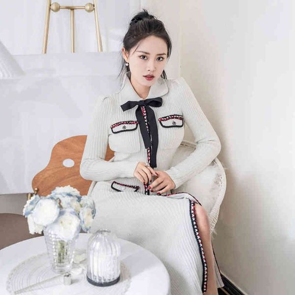 casual dresses white dress lapel bow cardigan skirt long sleeve waist trimming knitted temperament rg95, Black;gray
casual dresses white dress lapel bow cardigan skirt long sleeve waist trimming knitted temperament rg95, Black;gray