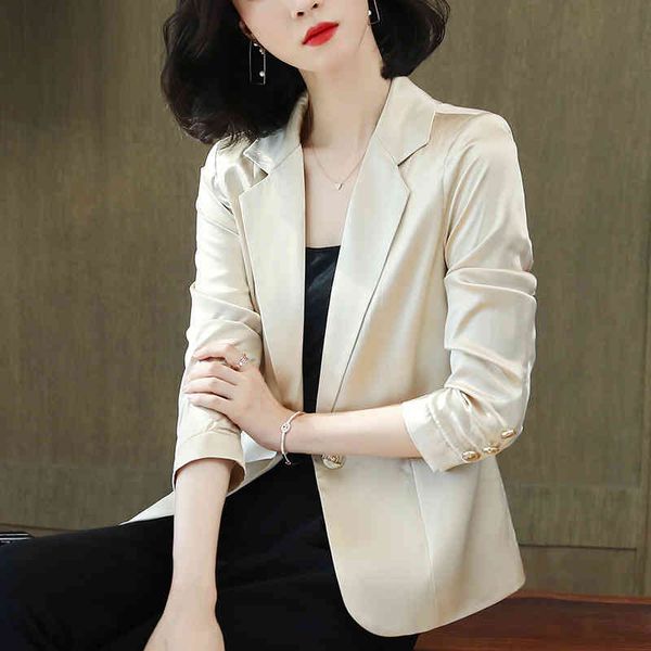 women's suits & blazers champagne silk small suit short coat women's spring professional slim long sleeved j7h1, White;black
women's suits & blazers champagne silk small suit short coat women's spring professional slim long sleeved j7h1, White;black