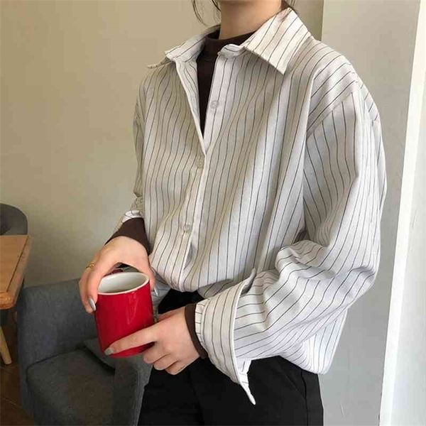 spring summer classical striped women blouses long sleeve turn-down collar ol female loose shirts blusas mujer 210702, White
spring summer classical striped women blouses long sleeve turn-down collar ol female loose shirts blusas mujer 210702, White